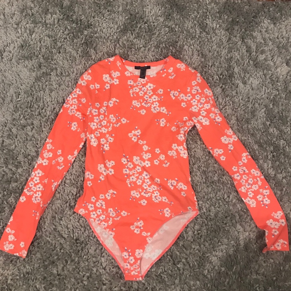 Coral floral body suit